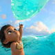 Young Moana meets the ocean for the first time.